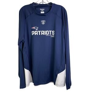 New England Reebok Patriots NFL Long Sleeve Shirt Men L Navy Back Vents Pullover